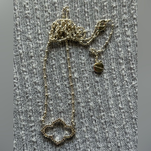 Stella & Dot Jewelry - Vintage Stella & Dot signed silver tone rhinestone embedded clover necklace